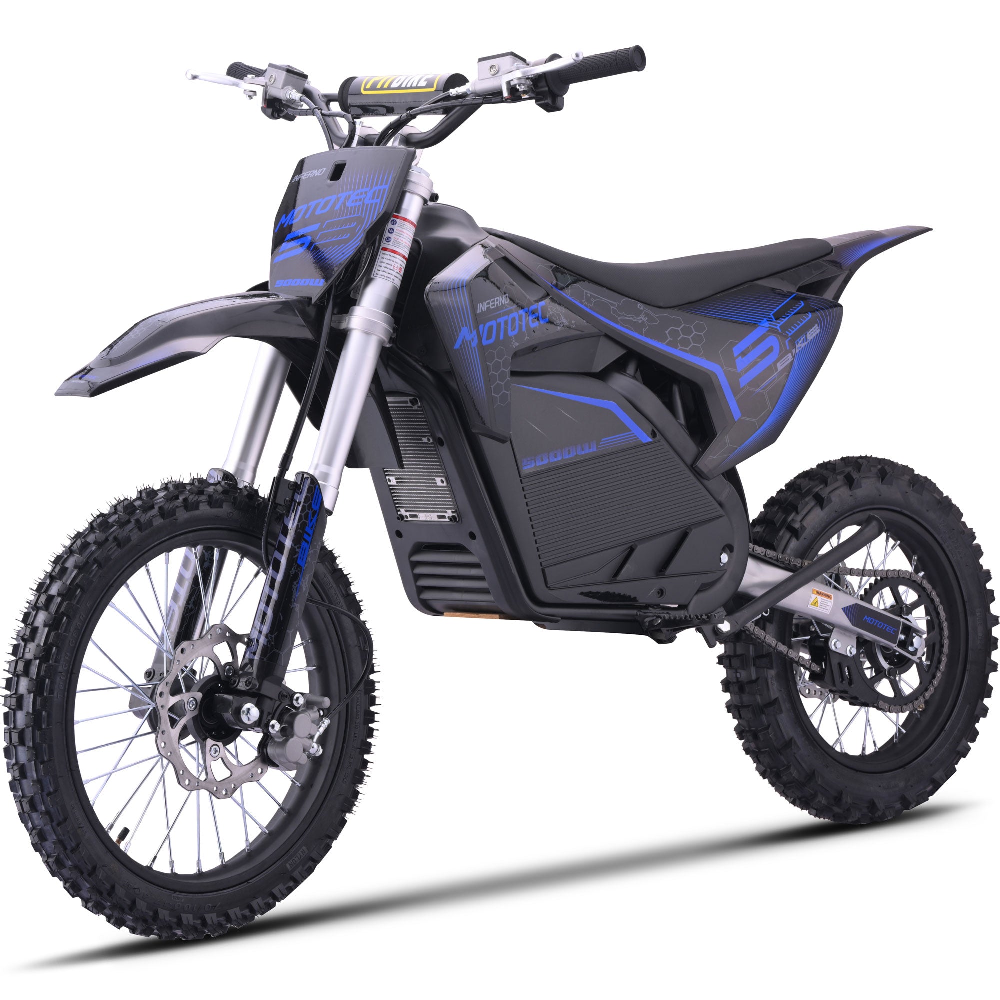 MotoTec 72v 5000w Pro Electric Dirt Bike Lithium Blue