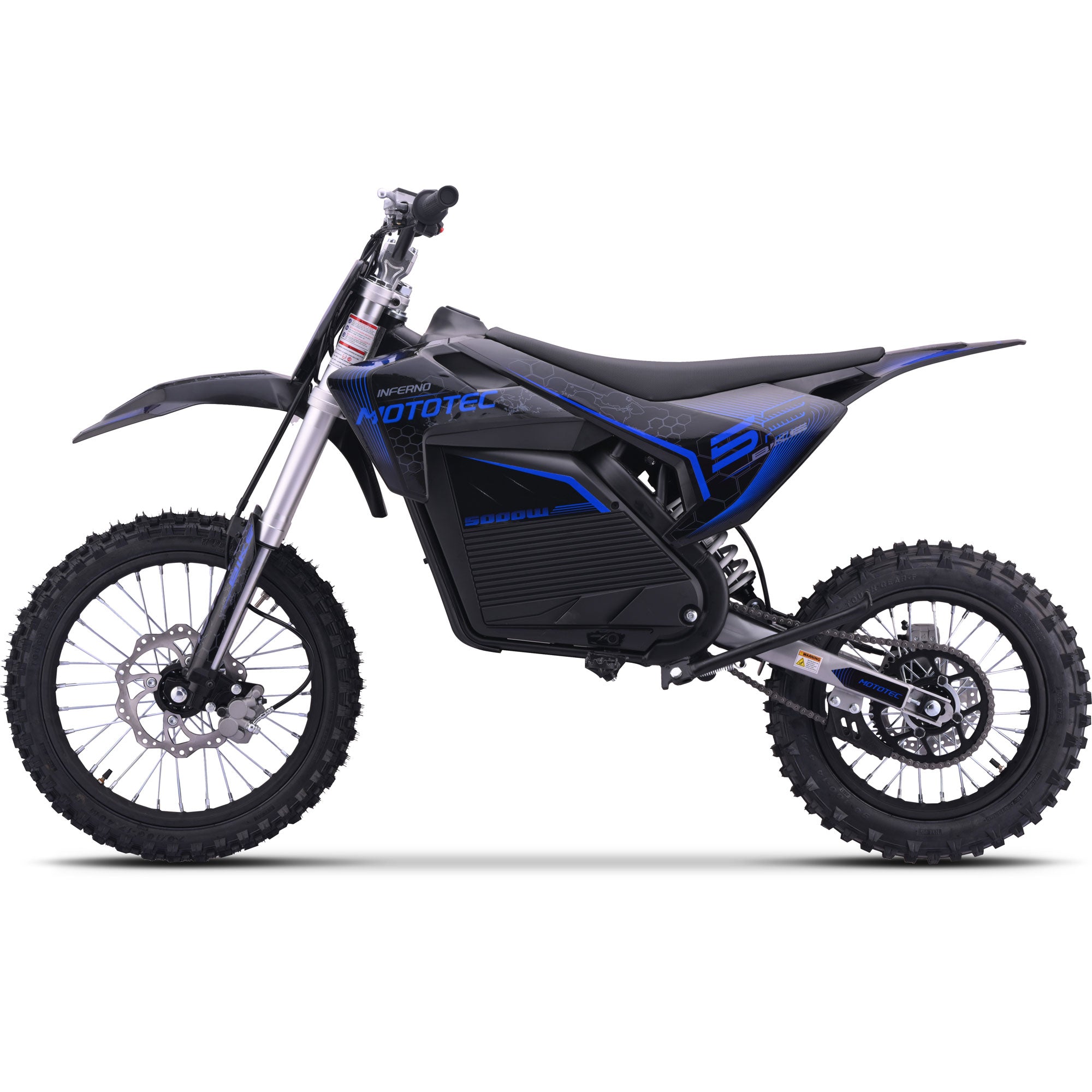 MotoTec 72v 5000w Pro Electric Dirt Bike Lithium Blue
