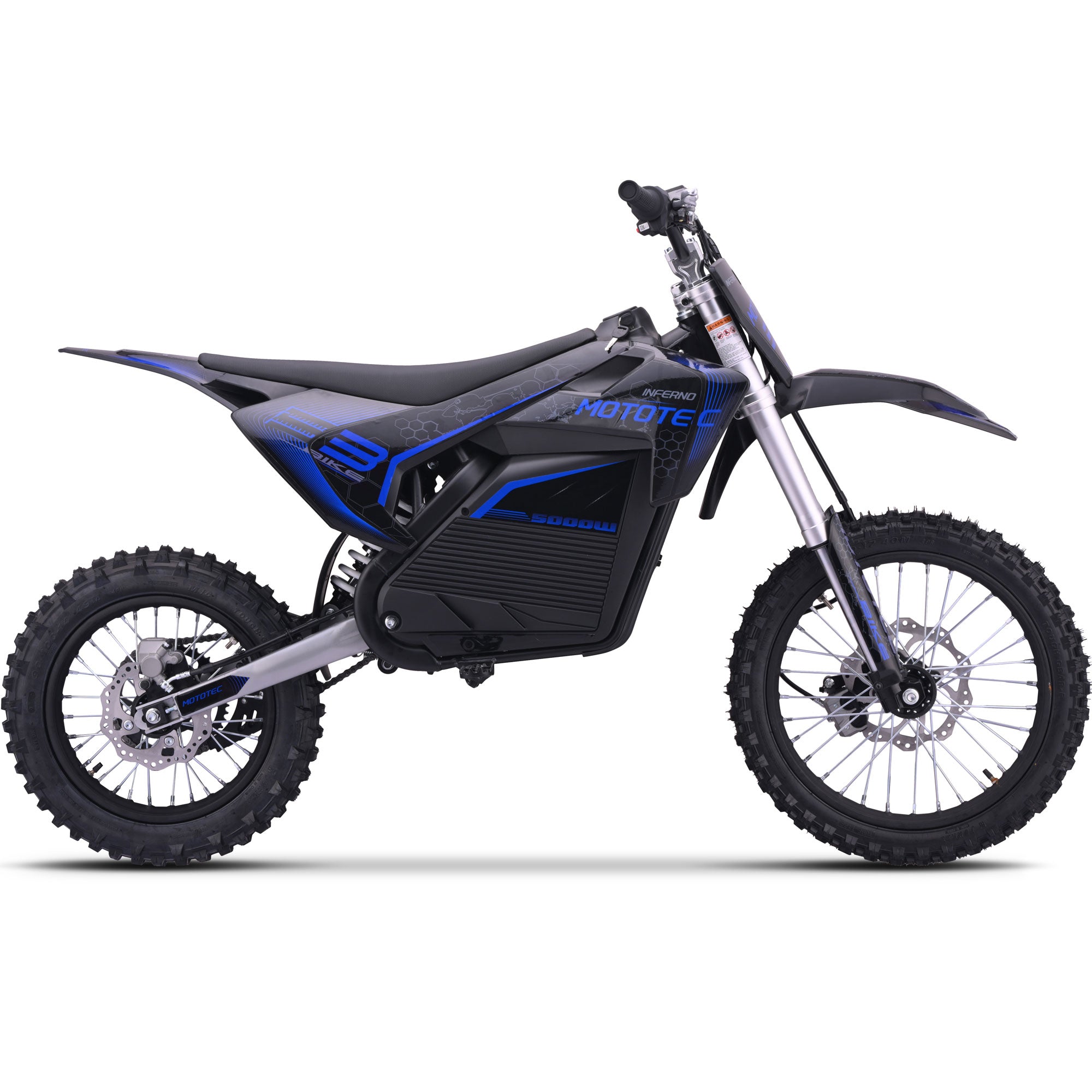 MotoTec 72v 5000w Pro Electric Dirt Bike Lithium Blue