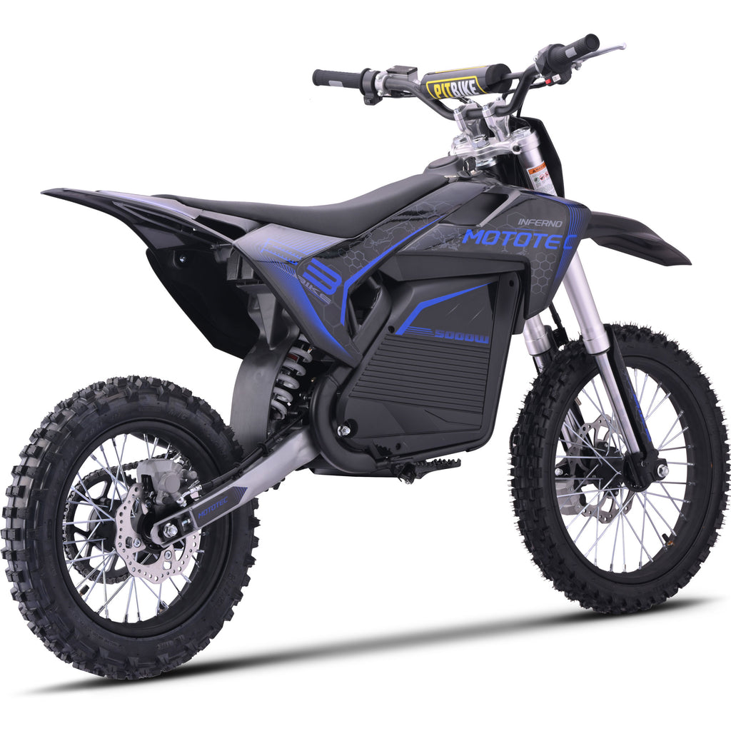MotoTec 72v 5000w Pro Electric Dirt Bike Lithium Blue