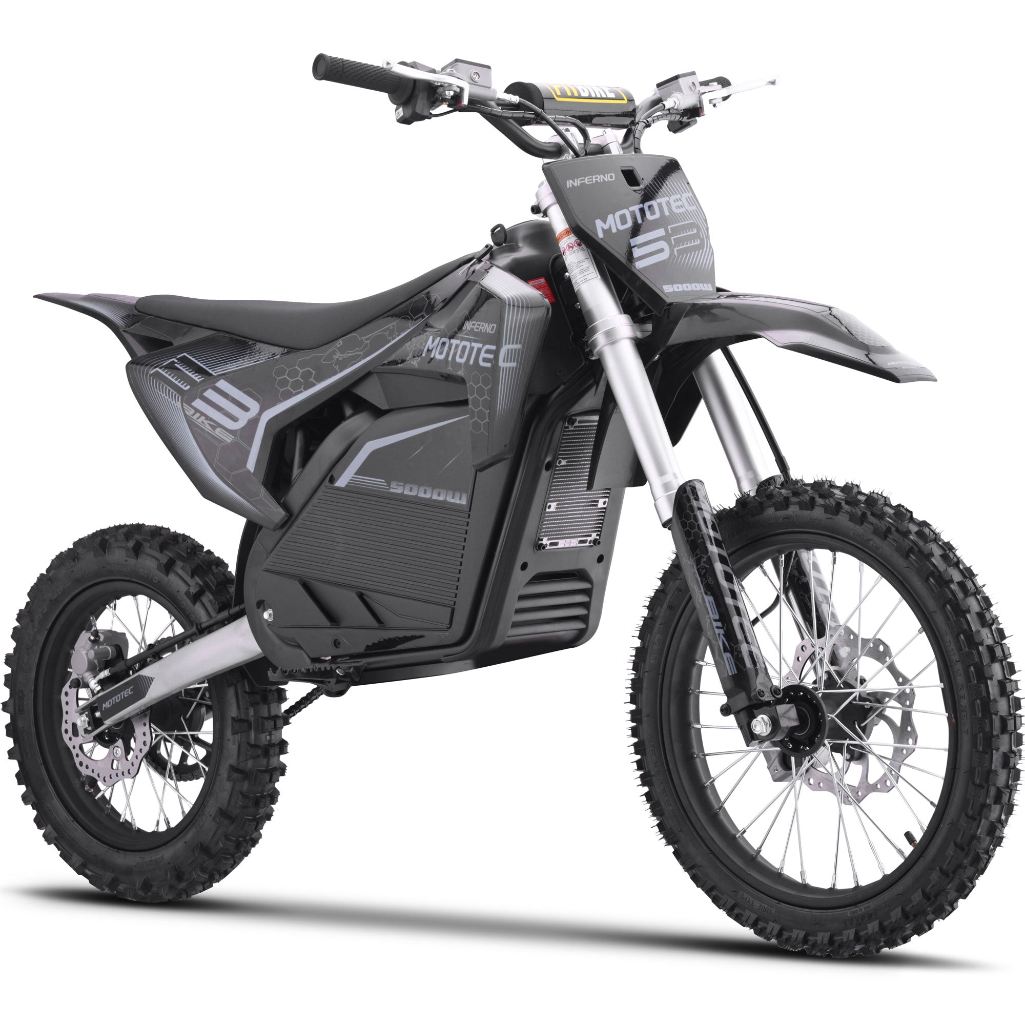 MotoTec 72v 5000w Pro Electric Dirt Bike Lithium Grey