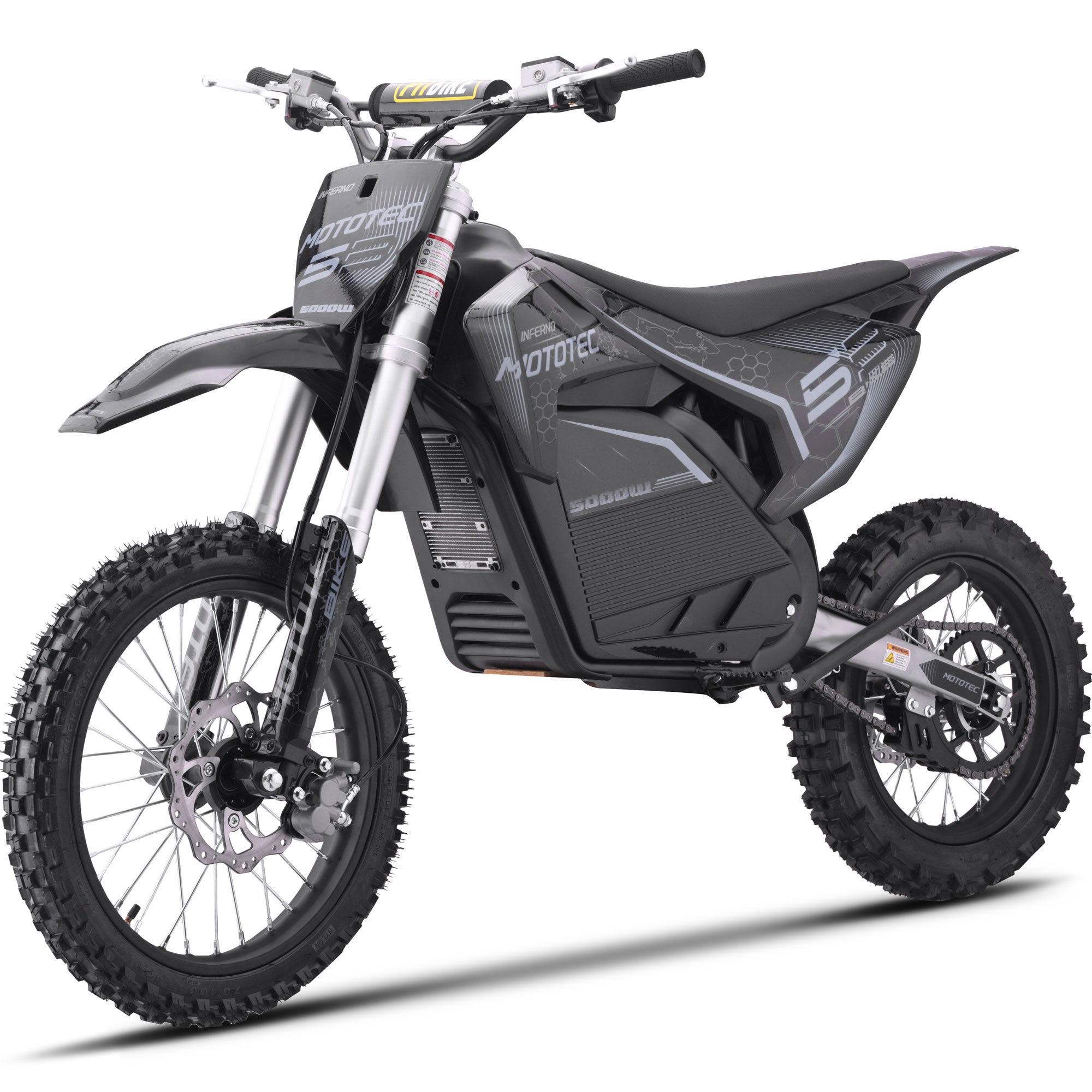 MotoTec 72v 5000w Pro Electric Dirt Bike Lithium Grey