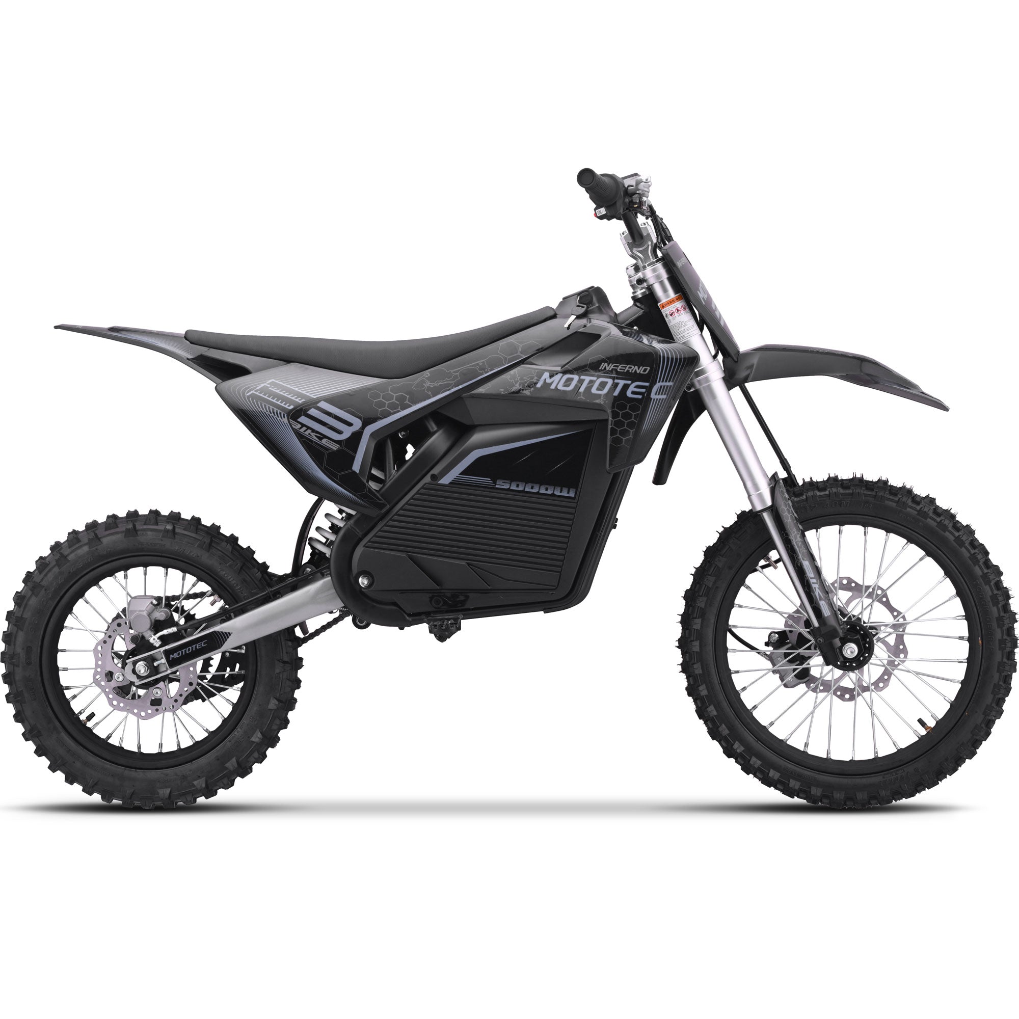MotoTec 72v 5000w Pro Electric Dirt Bike Lithium Grey