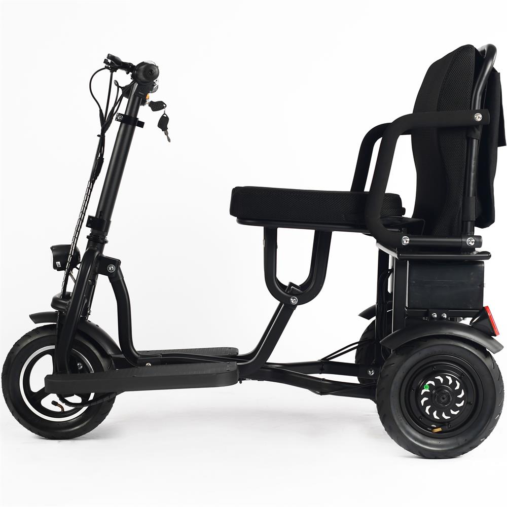 MotoTec Folding Mobility Electric Trike 48v 700w Dual Motor Lithium Black