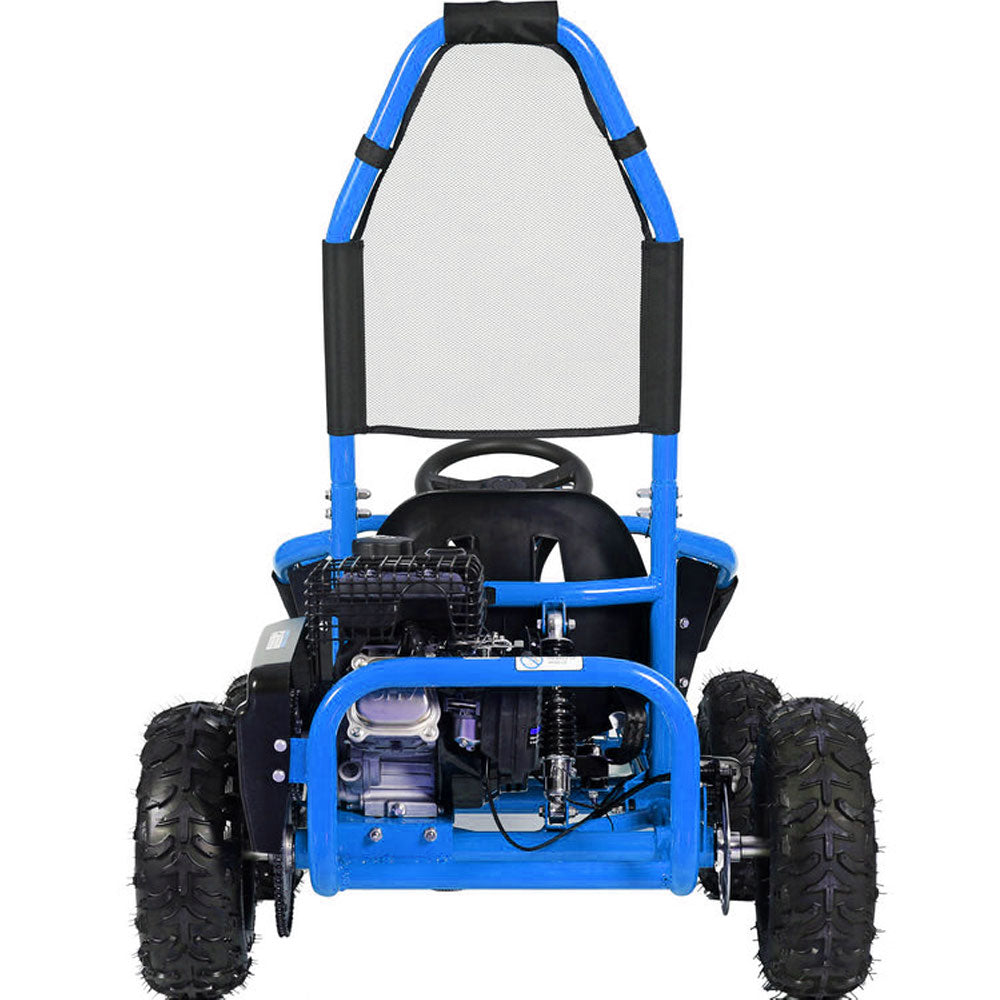 MotoTec Mud Kids Gas Powered 98cc Go Kart Full Suspension Blue