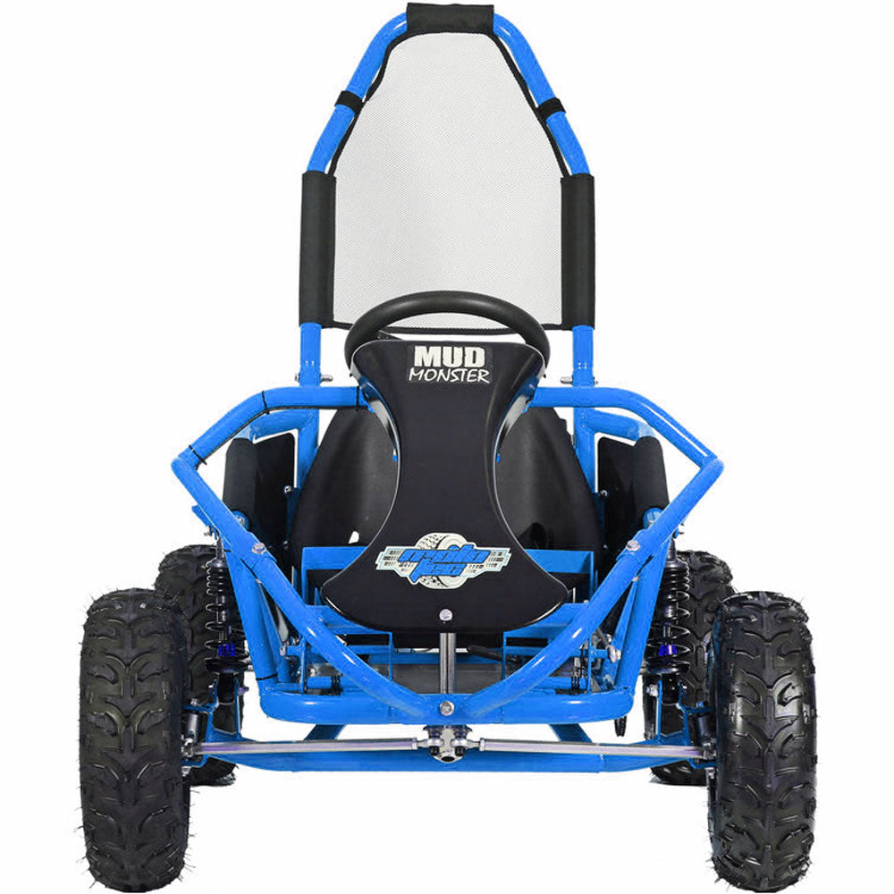MotoTec Mud Kids Gas Powered 98cc Go Kart Full Suspension Blue