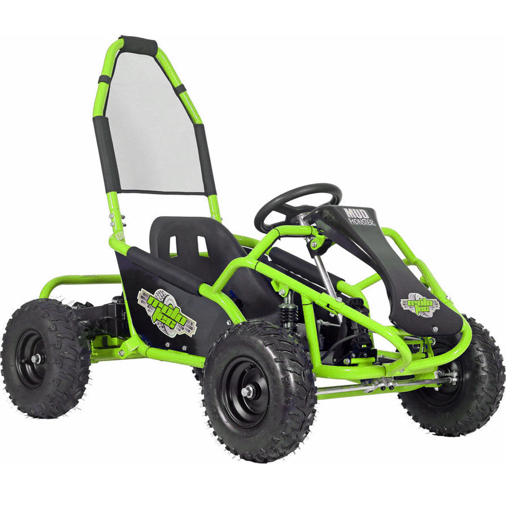 MotoTec Mud Kids Gas Powered 98cc Go Kart Full Suspension Green