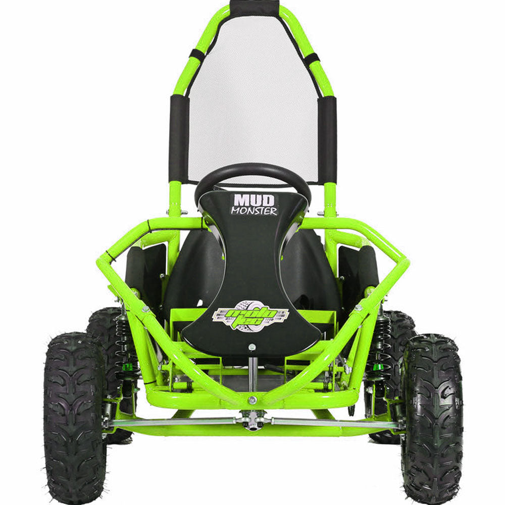 MotoTec Mud Kids Gas Powered 98cc Go Kart Full Suspension Green