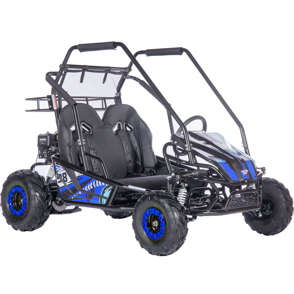 MotoTec Mud XL 212cc 2 Seat Go Kart Full Suspension Blue