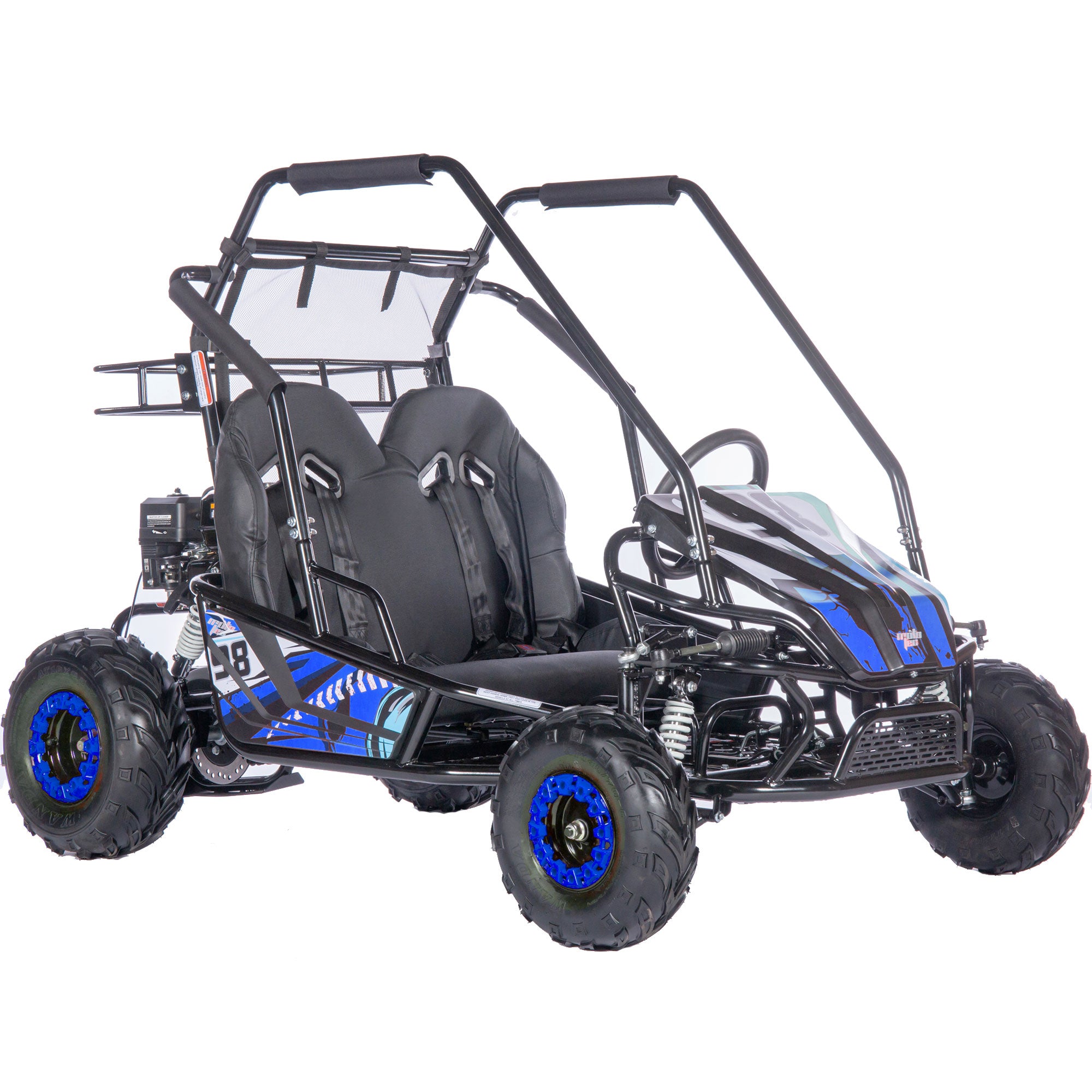 MotoTec Mud XL 212cc 2 Seat Go Kart Full Suspension Blue