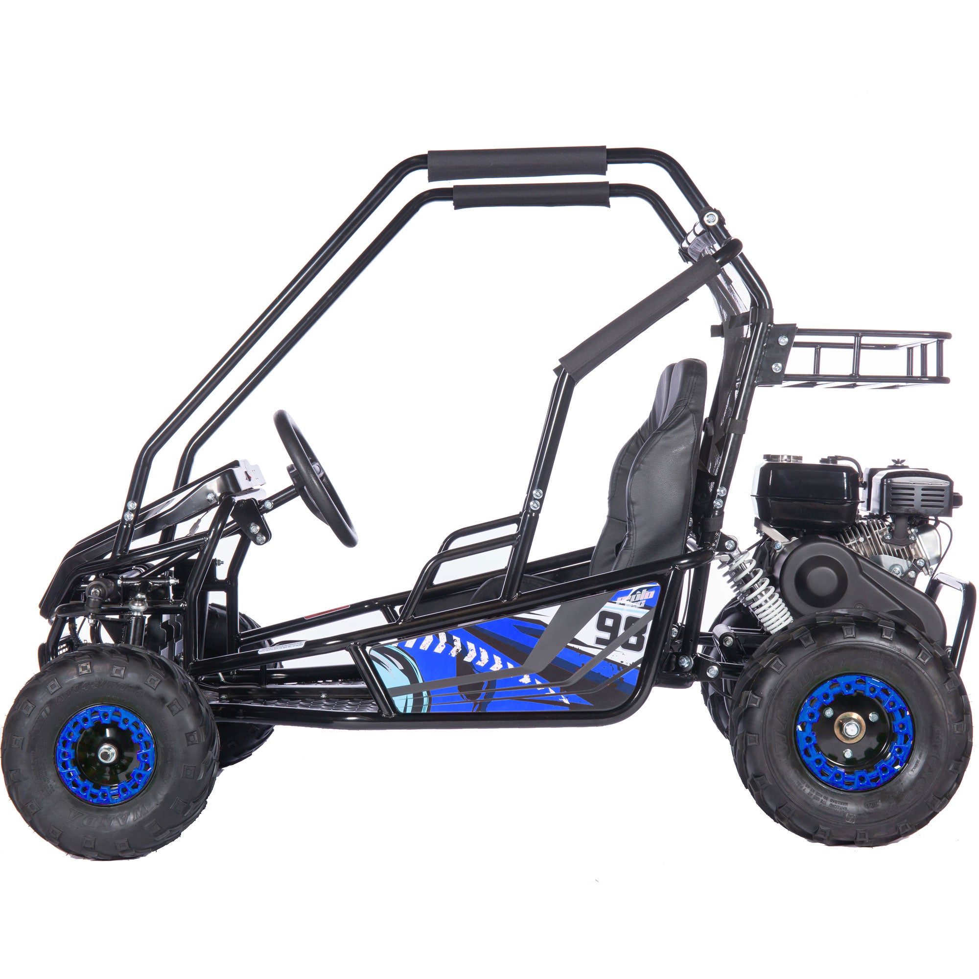 MotoTec Mud XL 212cc 2 Seat Go Kart Full Suspension Blue
