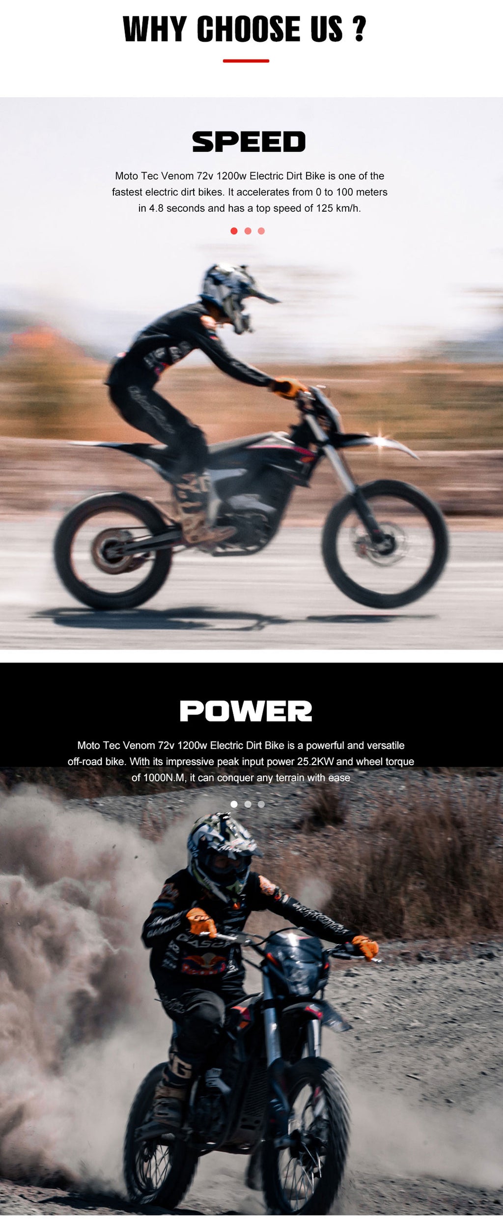 MotoTec Venom 72v 12000w Electric Dirt Bike Black