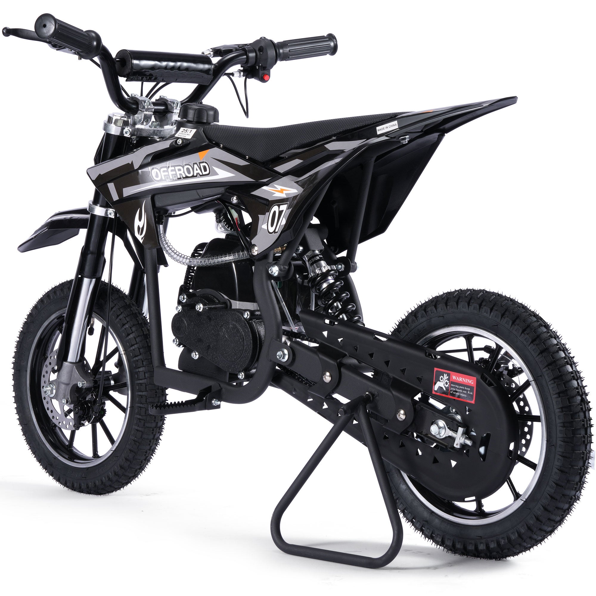 MotoTec Pioneer 49cc 2-Stroke Kids Gas Dirt Bike Black