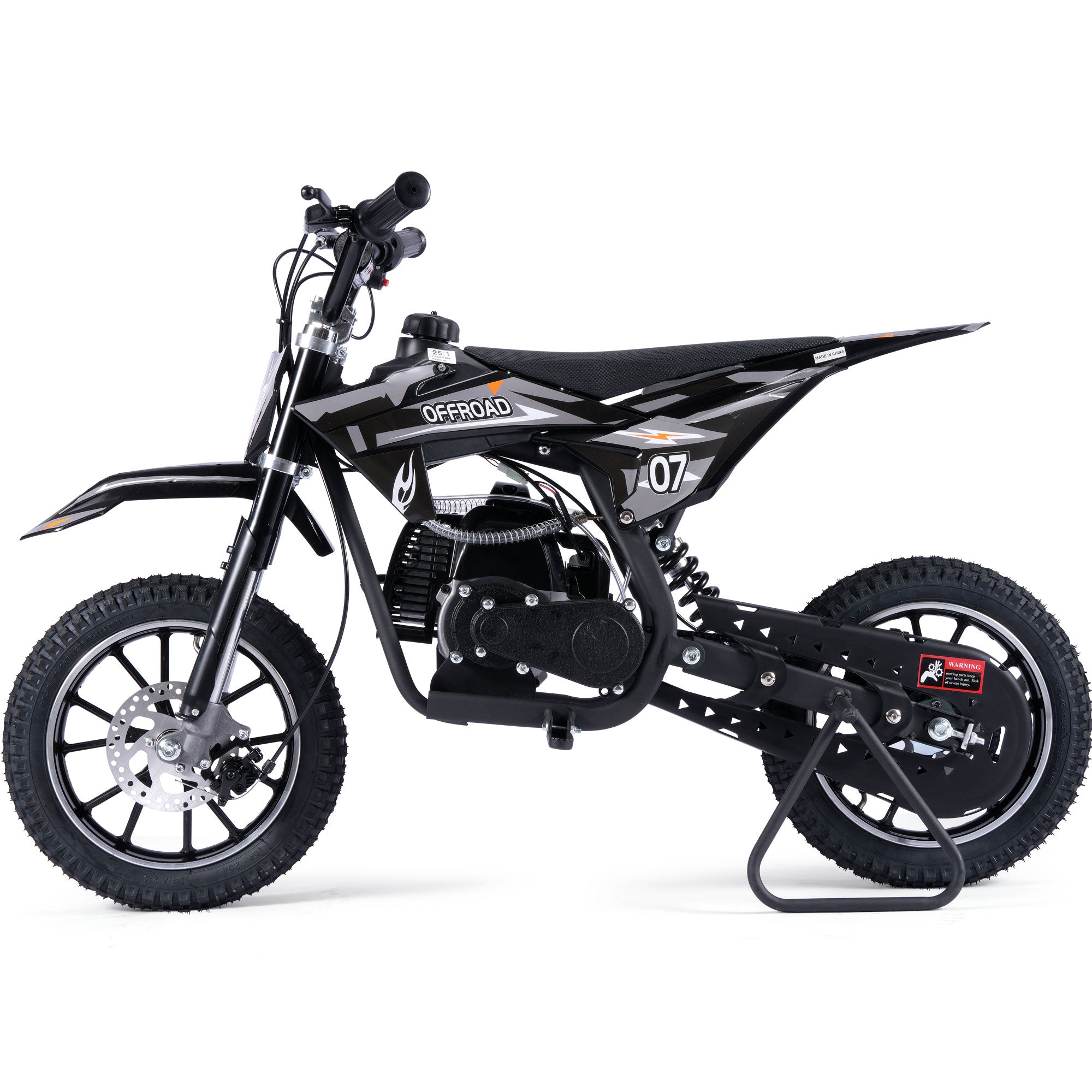 MotoTec Pioneer 49cc 2-Stroke Kids Gas Dirt Bike Black