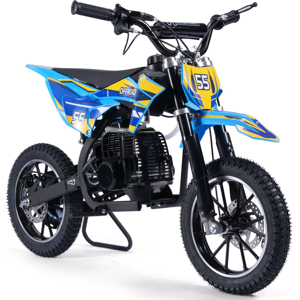 MotoTec Pioneer 49cc 2-Stroke Kids Gas Dirt Bike Blue