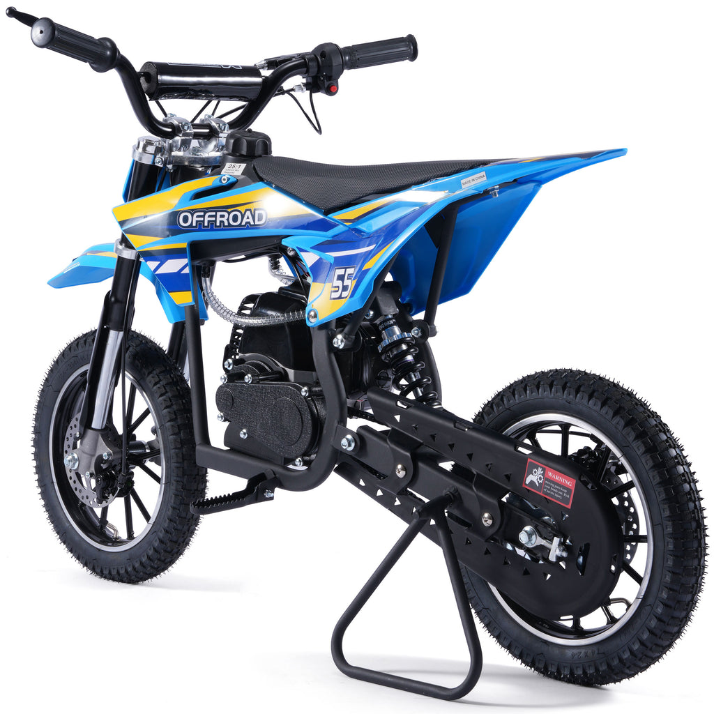 MotoTec Pioneer 49cc 2-Stroke Kids Gas Dirt Bike Blue