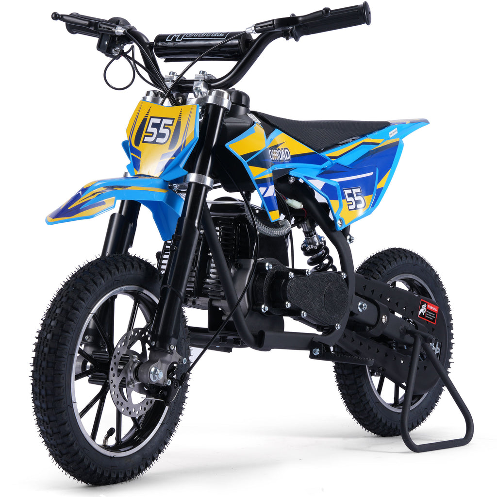 MotoTec Pioneer 49cc 2-Stroke Kids Gas Dirt Bike Blue