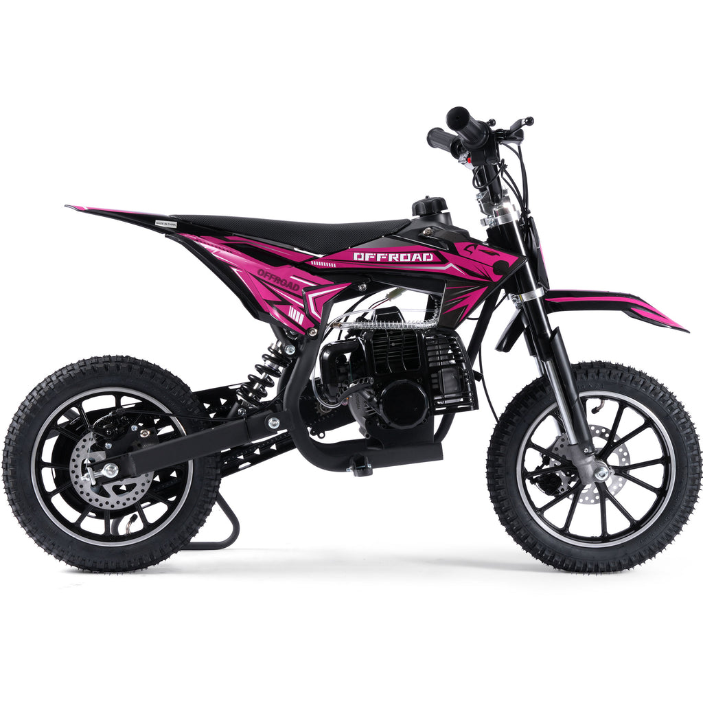 MotoTec Pioneer 49cc 2-Stroke Kids Gas Dirt Bike Pink