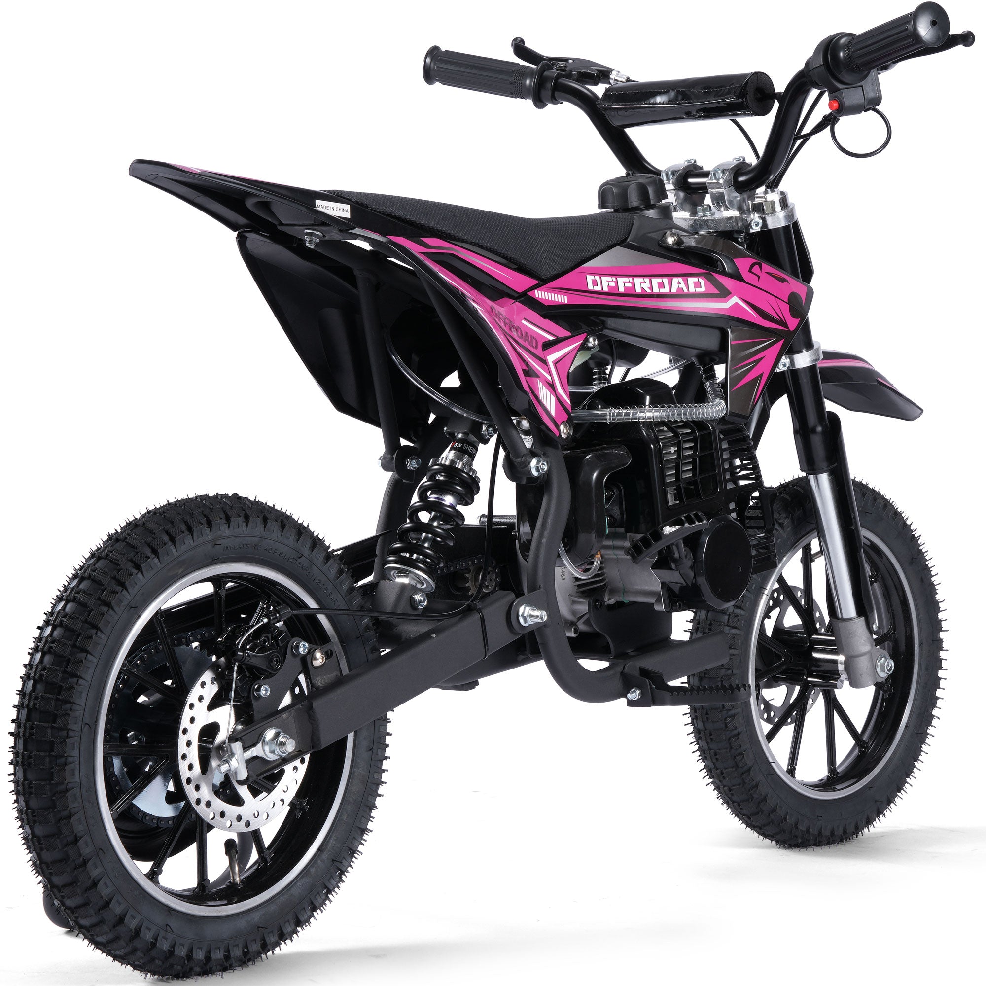 MotoTec Pioneer 49cc 2-Stroke Kids Gas Dirt Bike Pink