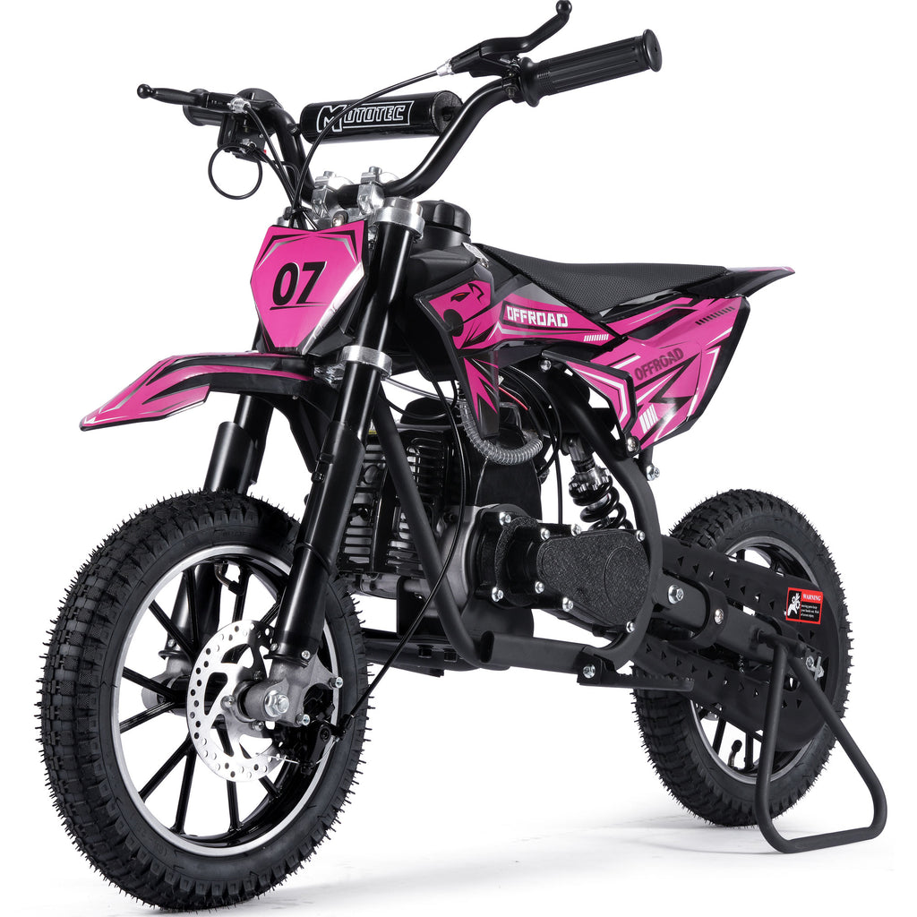 MotoTec Pioneer 49cc 2-Stroke Kids Gas Dirt Bike Pink