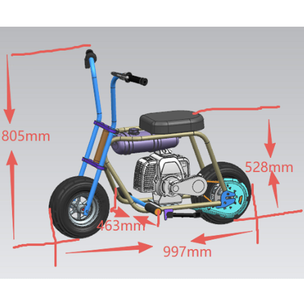 MotoTec Wild Rover 49cc 2-Stroke Kids Gas Mini Bike Black