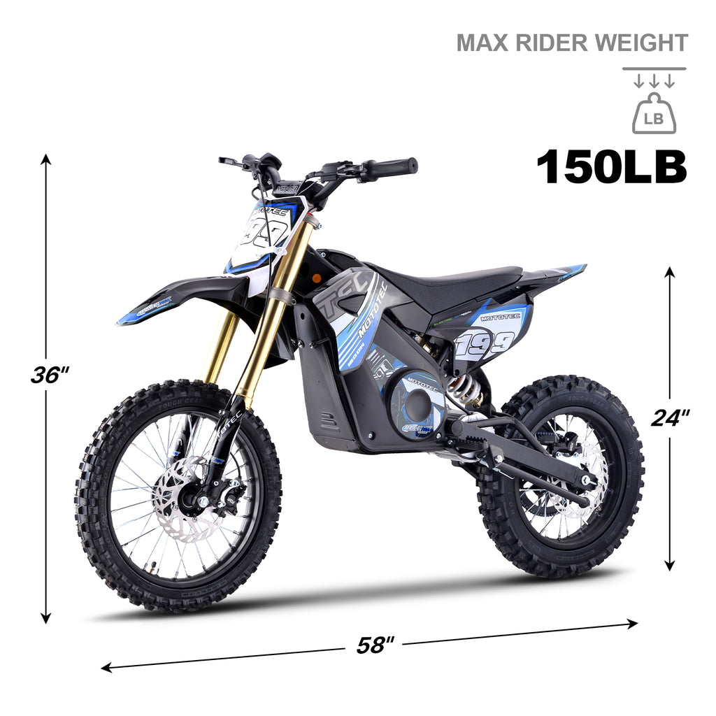 MotoTec 48v 1800w Pro Electric Dirt Bike Lithium Orange
