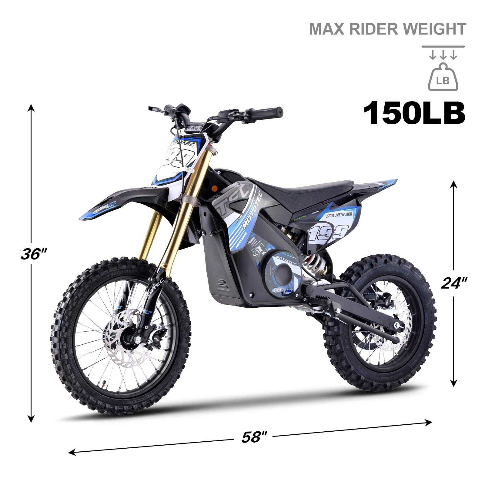 MotoTec 48v 1800w Pro Electric Dirt Bike Lithium Orange