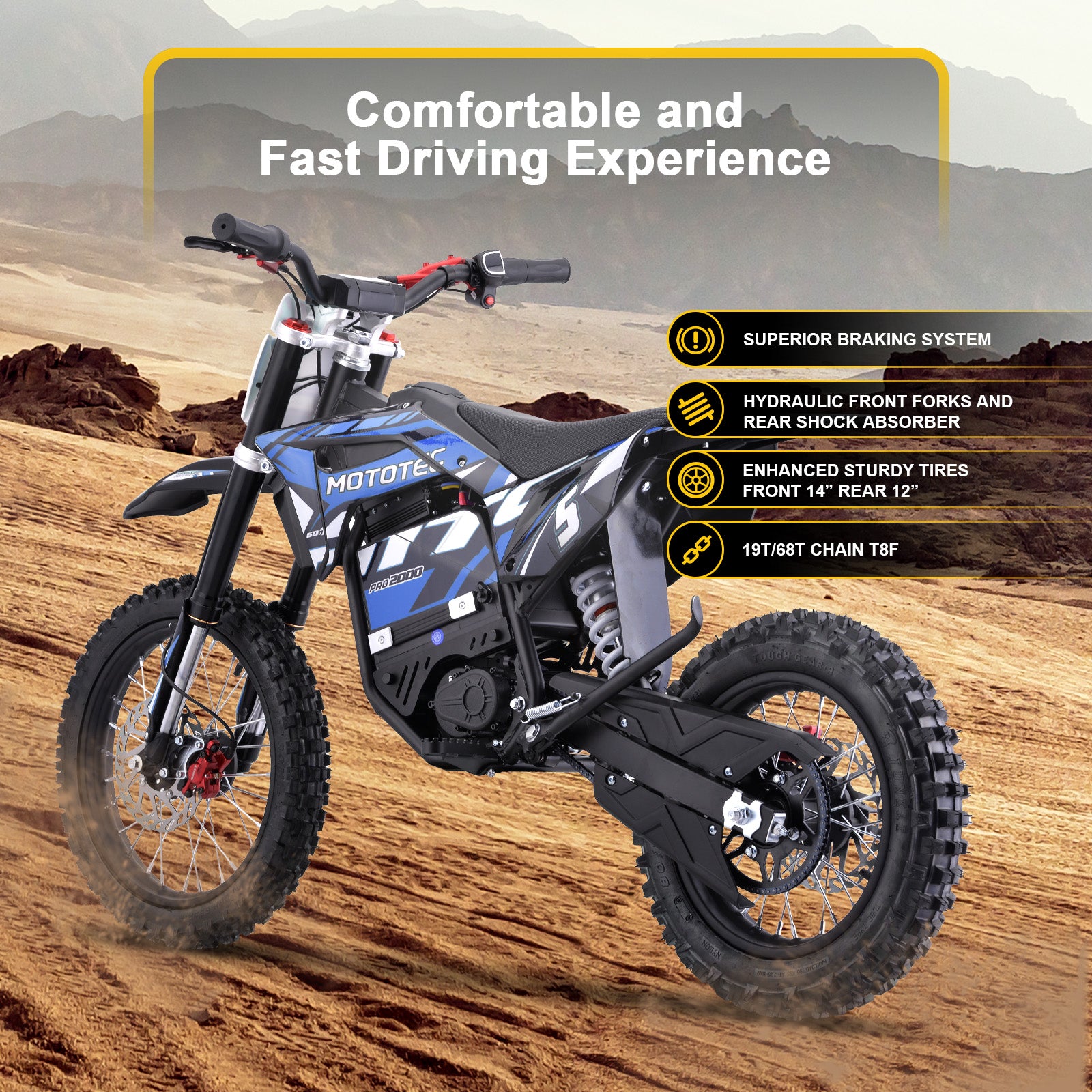 MotoTec 60v 2000w Pro Electric Dirt Bike Lithium Red (HP115E)